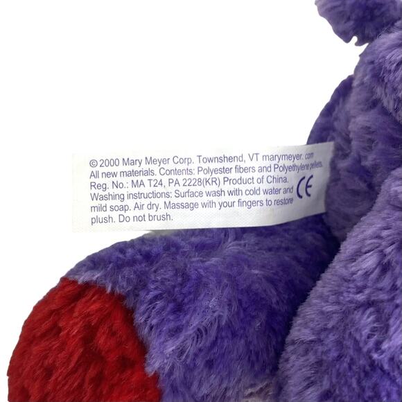 MARY MEYER Vintage 2000 Purple Red Heart Bear Weighted Stuffed Animal Plush - Picture 8 of 10